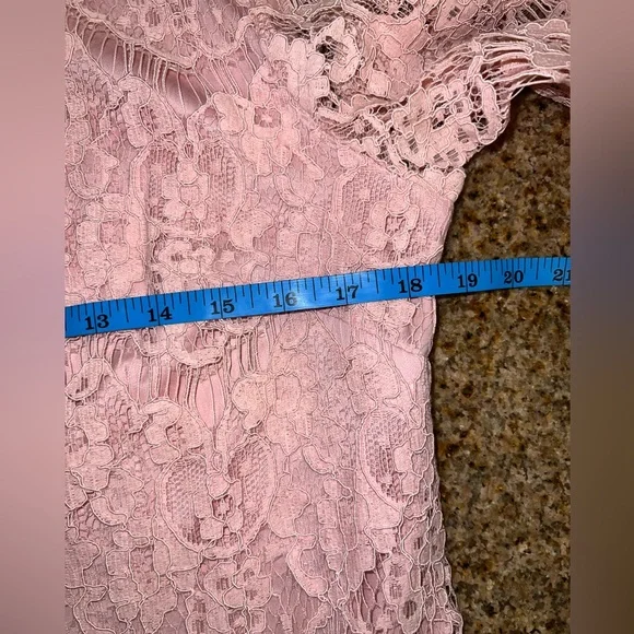 Jessica Howard Blush Pink Lace Dress 3/4 Sleeve Knee Length Size 12